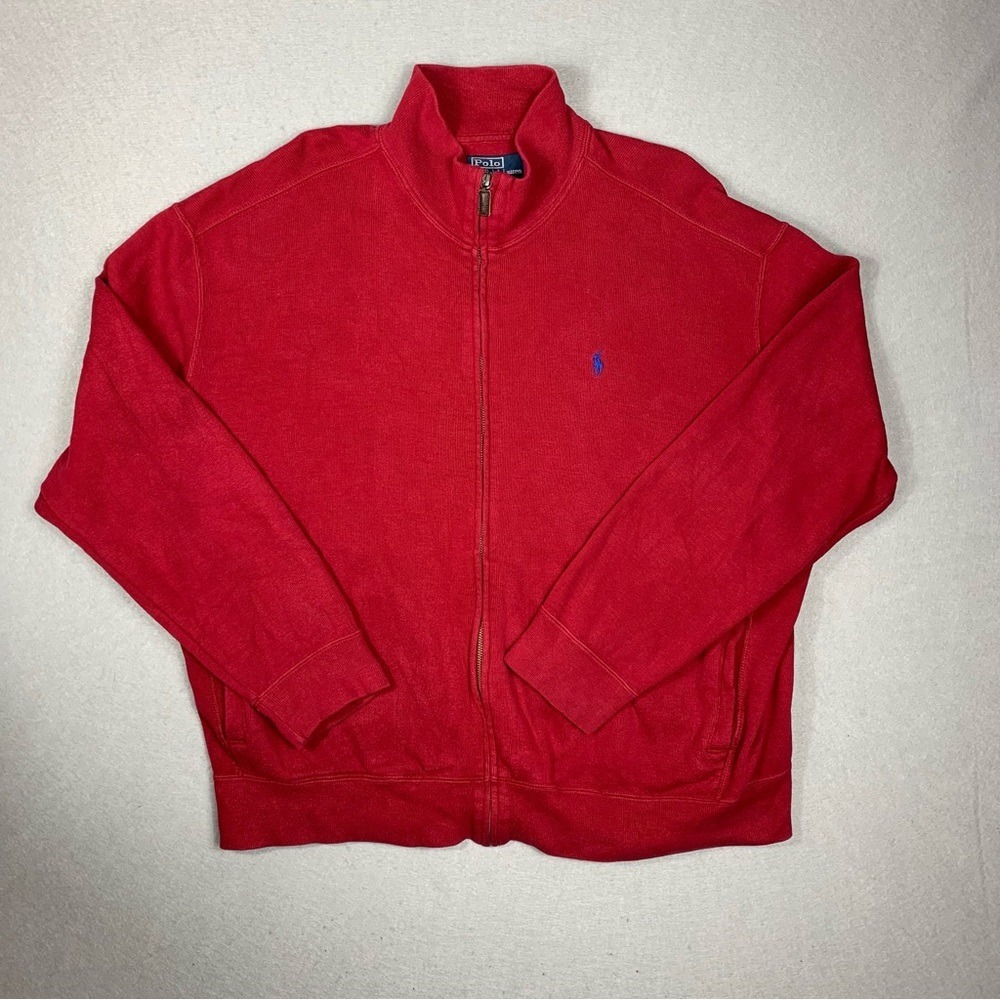 Vintage Polo Ralph Lauren Jacket Mens 2XL Full Zip Sweatshirt Red Classic Logo